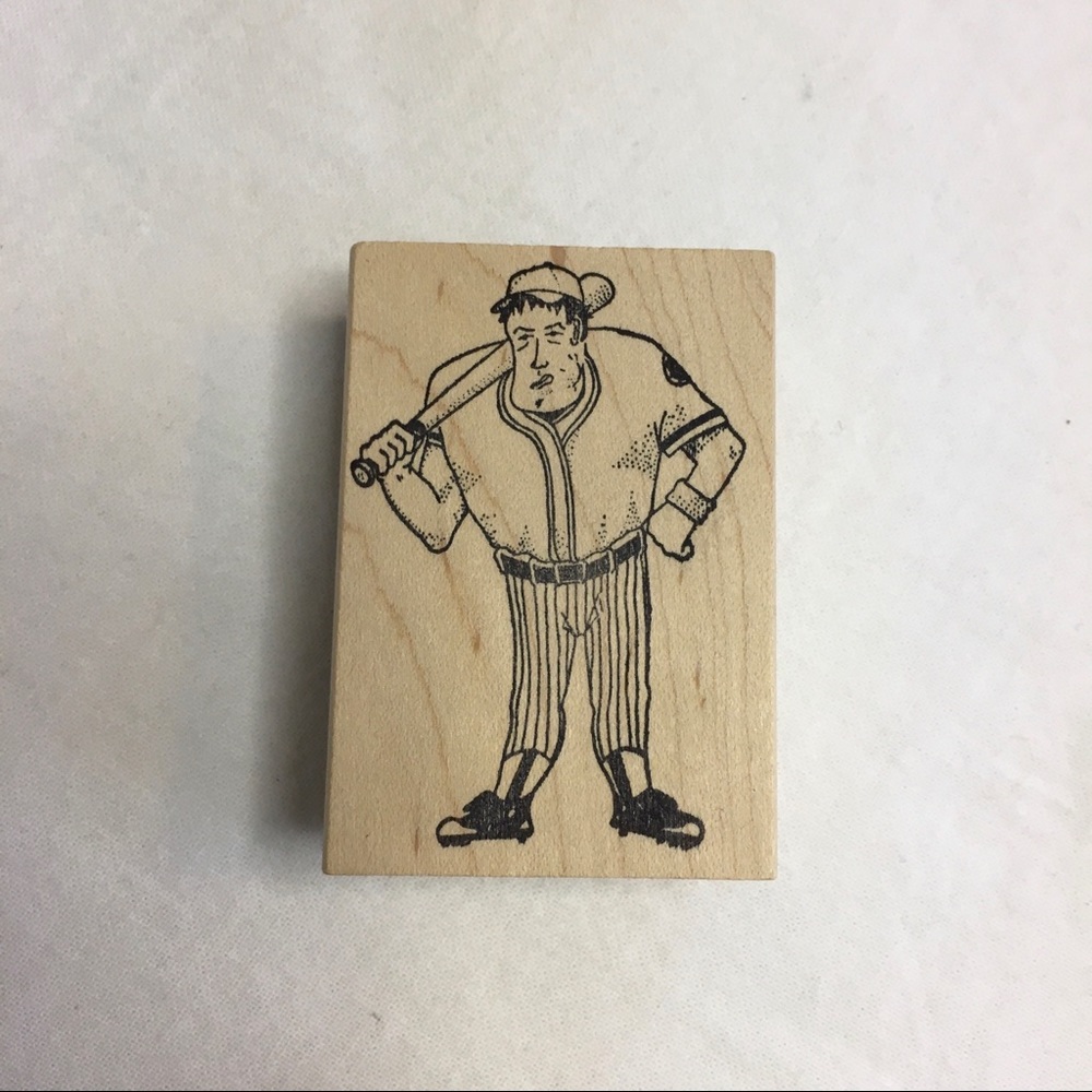 Bizzaro Baseball Slugger Wood and Rubber Stamp